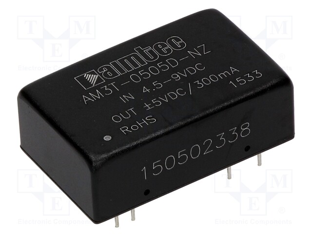 Converter: DC/DC; 3W; Uin: 4.5÷9V; Uout: 5VDC; Uout2: -5VDC; DIP24