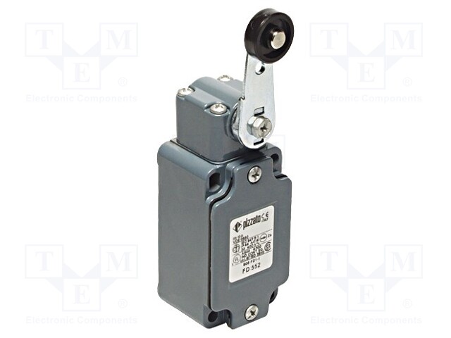 Limit switch; lever R 49mm, plastic roller Ø20mm; NO + NC; 10A