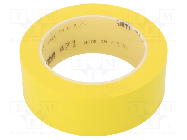 Tape: marking; yellow; L: 33m; W: 38mm; Thk: 0.13mm; 2.5N/cm; 130%