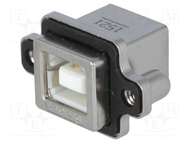 Socket; USB B; MUSB; for panel mounting,screw; THT; angled 90°