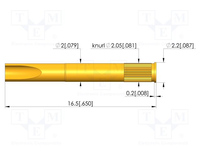 Test probe socket; gold-plated; Flange height: 0.2mm