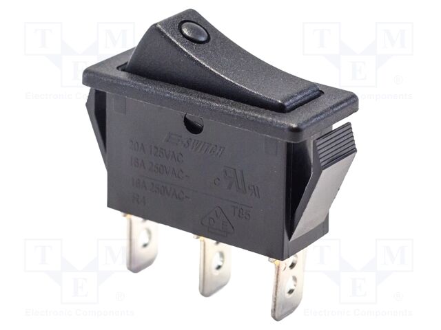 ROCKER; SP3T; Pos: 3; ON-OFF-ON; 10A/250VAC; black; none; Body: black