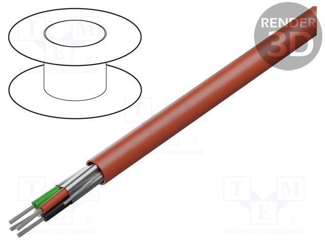 Wire; 2x2x22AWG; stranded; Cu; FEP; red; -70÷200°C; 300V; CPR: Eca
