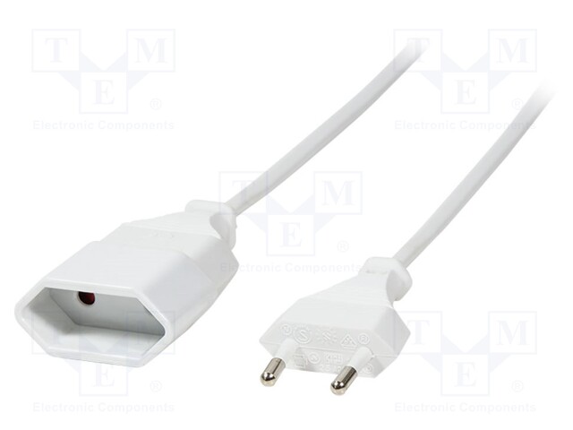 Extension lead; Sockets:1; white; 3m
