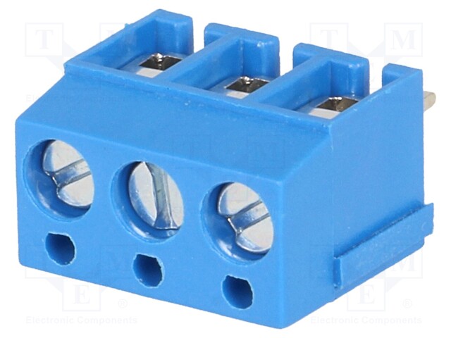 PCB terminal block; angled 90°; 5mm; ways: 3; on PCBs; 2.5mm2; 16A