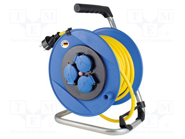 Extension lead; 3G1.5mm2; Sockets: 3; PVC; yellow; 25m; 16A; Action