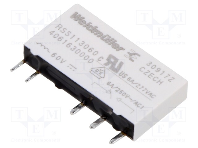 Relay: electromagnetic; SPDT; Ucoil: 60VDC; 6A; max.250VAC; socket