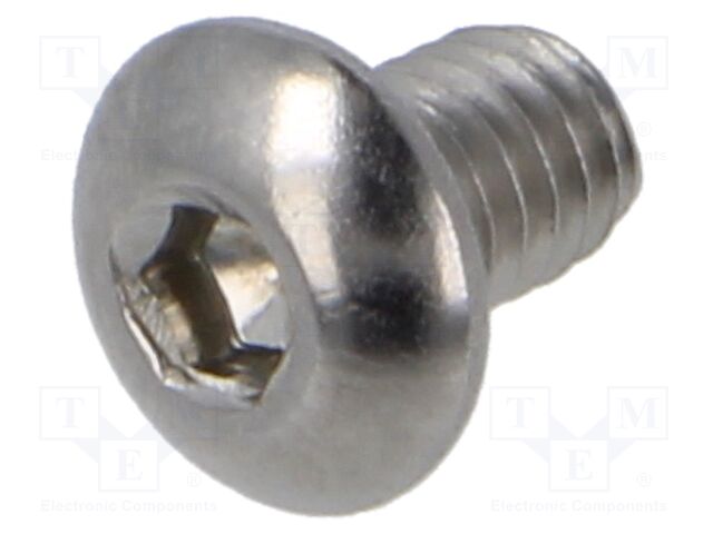 Screw; M4x6; 0.7; Head: button; hex key; HEX 2,5mm; ISO 7380-1