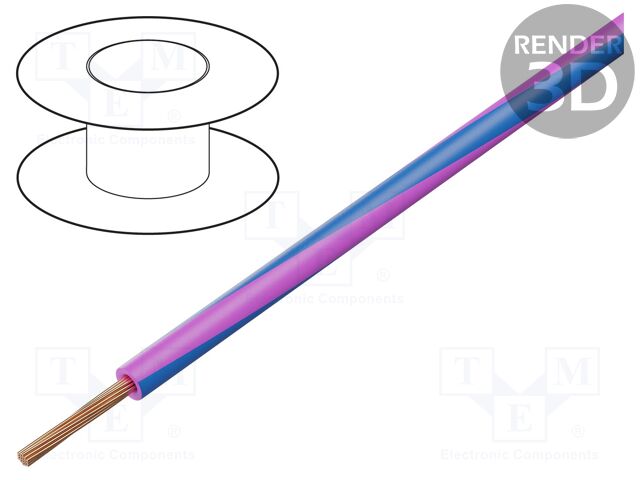 Wire; H05V-K,LgY; stranded; Cu; 1.5mm2; PVC; pink-blue; 300V,500V