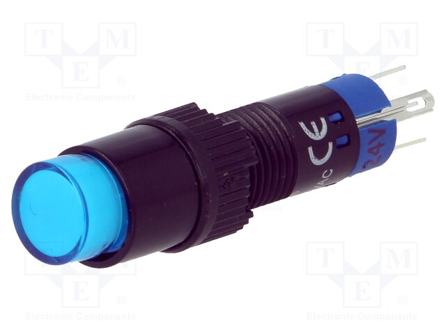 Switch: push-button; Pos: 2; SPDT; 0.5A/250VAC; 1A/24VDC; blue; blue