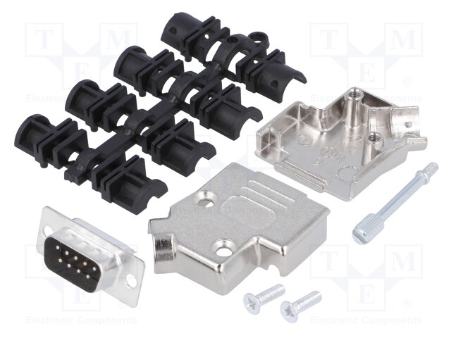D-Sub; PIN: 9; plug; male; turned contacts; angled 45°; soldering