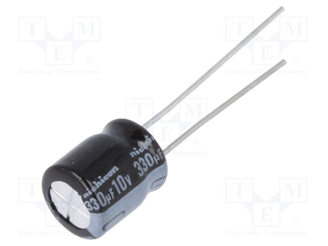 Capacitor: electrolytic; THT; 330uF; 10VDC; Ø8x9mm; Pitch: 3.5mm