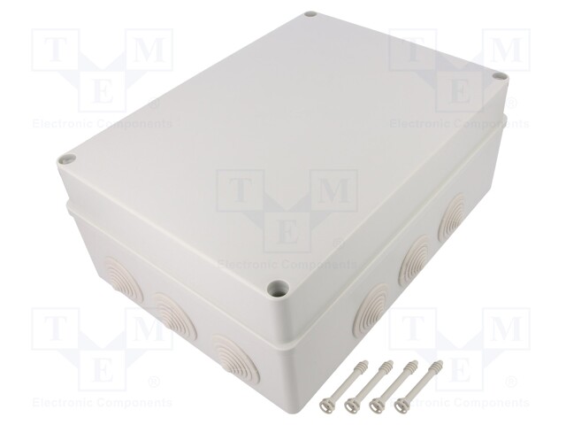 Enclosure: junction box; X: 220mm; Y: 300mm; Z: 120mm; IP65; grey