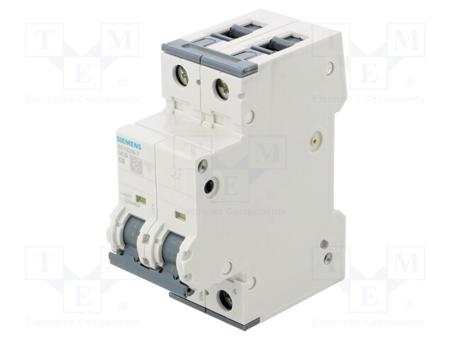 Circuit breaker; 230/400VAC; Inom: 6A; Poles: 2; Charact: C; 10kA