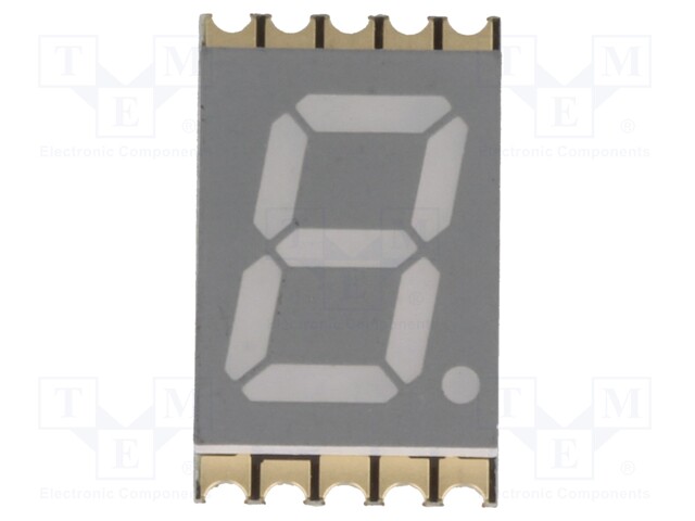 Display: LED; 7-segment; 10mm; 0.39"; No.char: 1; red; 20.8mcd; anode