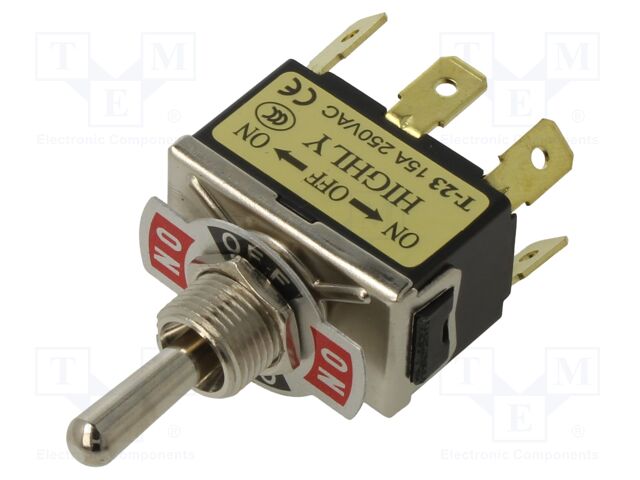 Switch: toggle; Pos: 3; DP3T; ON-OFF-ON; 15A/250VAC; 0÷55°C; IP40