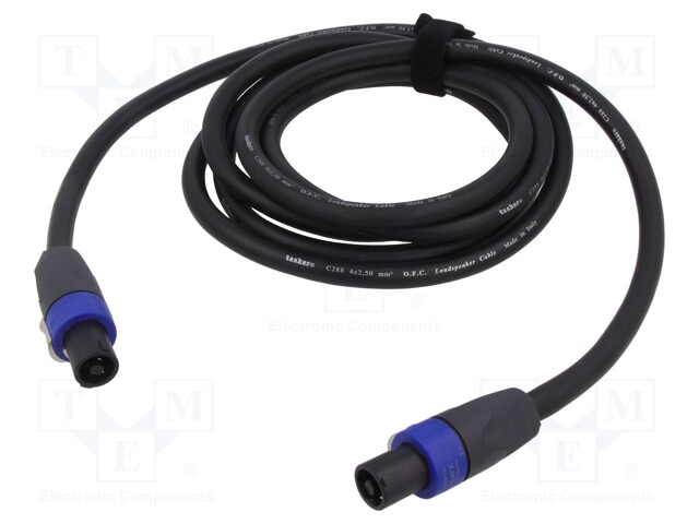 Cable; SpeakON female 4pin,both sides; 3m; black; Øcable: 9mm; PVC