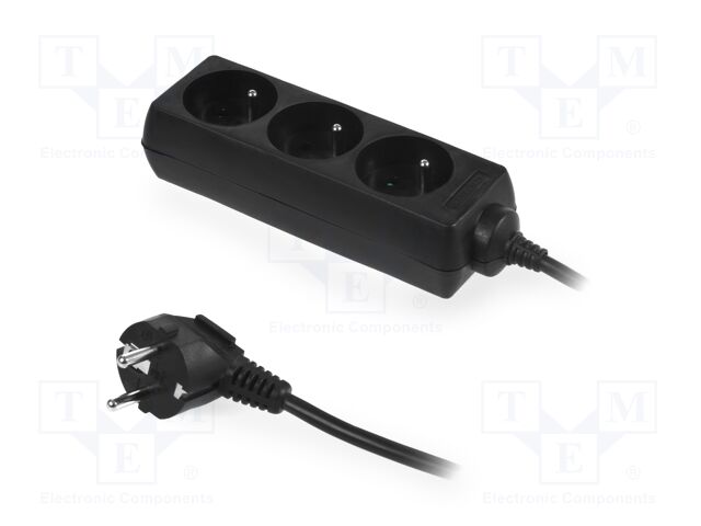 Mains; Schuko; Sockets: 3; CEE 7/5 (E) socket,CEE 7/7 (E/F) plug