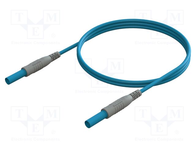 Test lead; banana plug 4mm,both sides; insulated; Len: 2m; blue