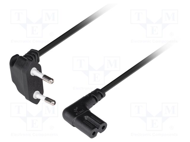 Cable; CEE 7/16 (C) plug angled,IEC C7 female angled; PVC; 2.5A