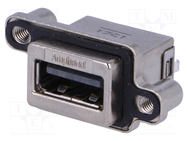 Socket; USB A; MUSB; for panel mounting,screw; THT; straight; IP68