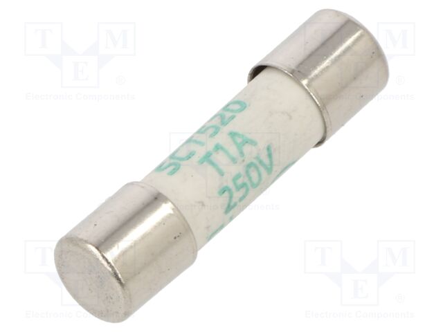 Fuse: fuse; ceramic; 1A; 250V; time-lag; 5x20mm; brass