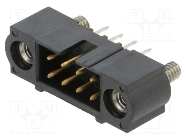 4+4 Pos. Male DIL Vertical Throughboard Conn. Jackscrews