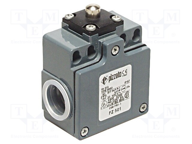 Limit switch; pin plunger Ø8mm; NO + NC; 10A; max.500VAC; PG13,5