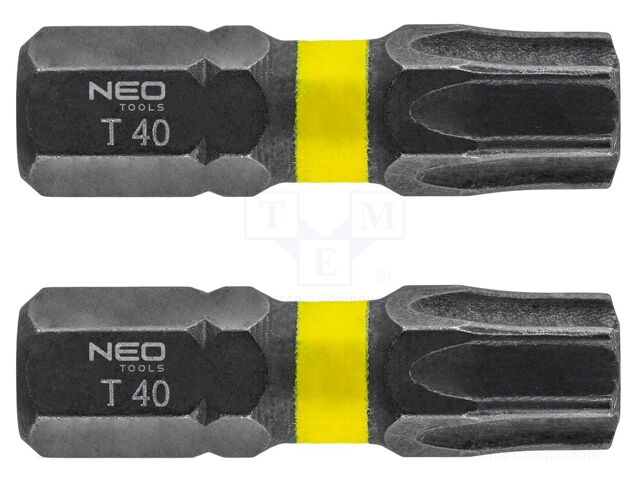 Kit: screwdriver bits; Torx®; 25mm; TX40; impact; 2pcs.