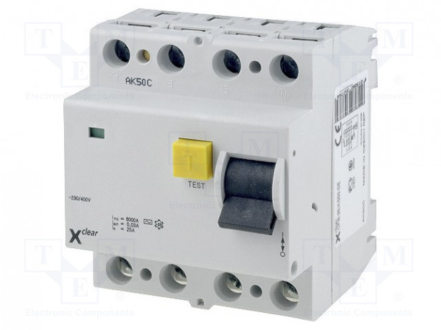 Breaker:RCD;Inom:40A;Ires:0.3A;Max surge current:250A;400VAC