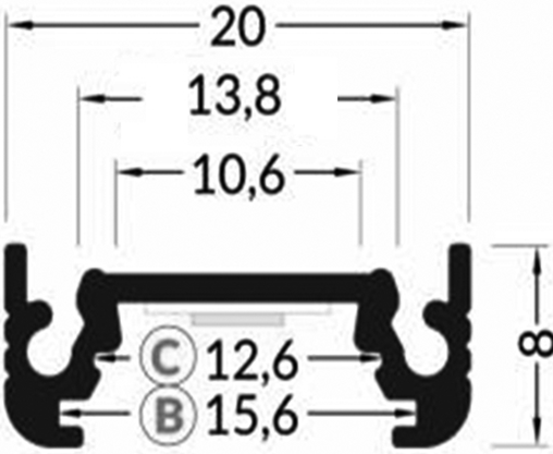 Profiles for LED modules; white; surface; natural; L: 1m; anodized