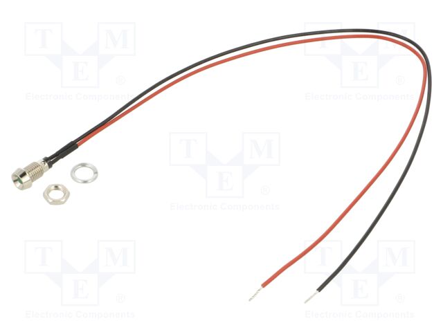 Indicator: LED; recessed; green; 2.1VDC; Ø6mm; metal; ØLED: 3mm; 2mcd