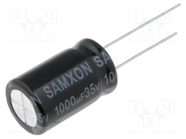 Capacitor: electrolytic; THT; 1000uF; 35VDC; Ø12.5x20mm; Pitch: 5mm