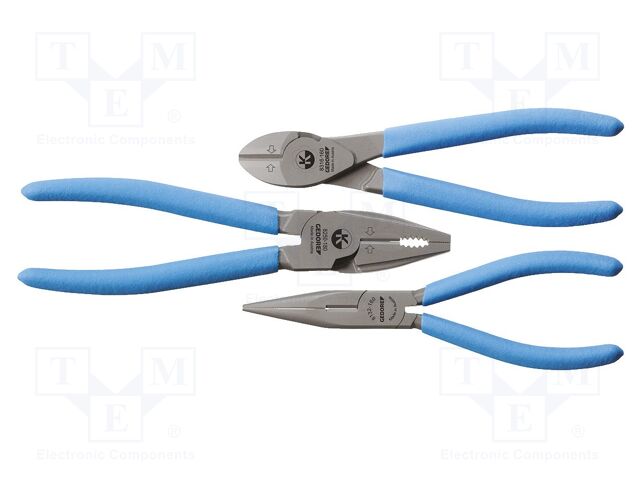 Kit: pliers; cutting,half-rounded nose,universal; 3pcs.