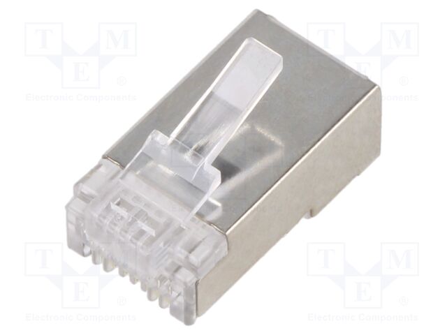 Plug; RJ45; PIN: 8; Cat: 6; shielded,pass through; Layout: 8p8c; IDC