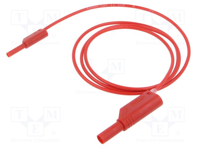 Test lead; 10A; insulated; Urated: 1kV; Len: 1m; red; Insulation: PVC