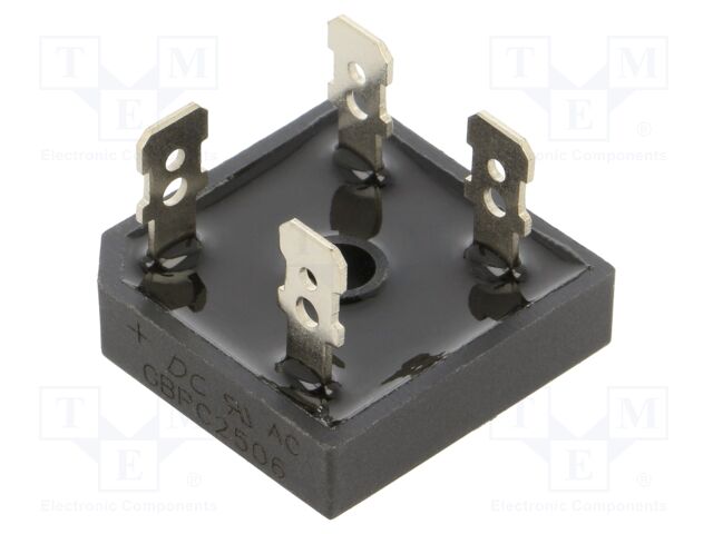 Bridge rectifier: single-phase; Urmax: 600V; If: 25A; Ifsm: 350A