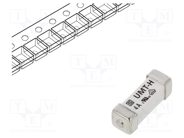 Fuse: fuse; time-lag; 4A; 277VAC; 125VDC; SMD; ceramic; Package: tape