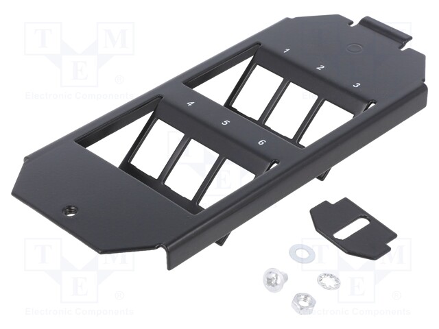 Mounting adapter; Keystone; Colour: black; Number of ports: 6