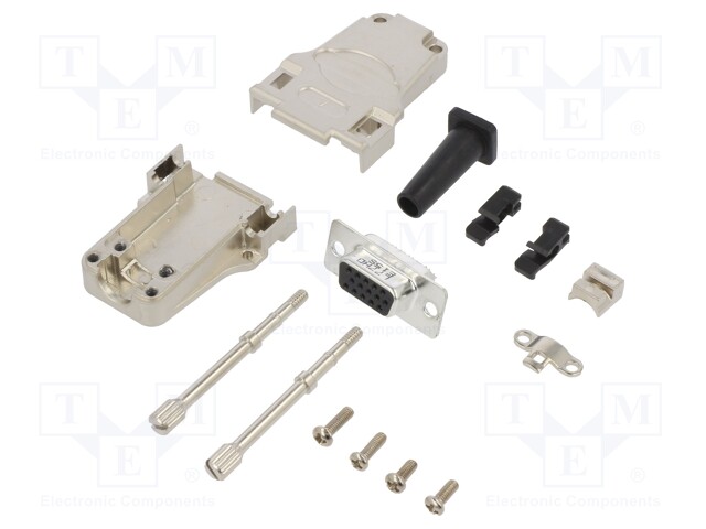 D-Sub HD; PIN: 15; female; shielded,with strain relief; straight