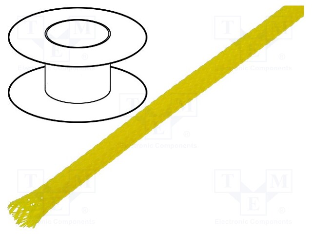 Braid; polyester; 3÷7,nom.4mm; yellow; Package: 100m