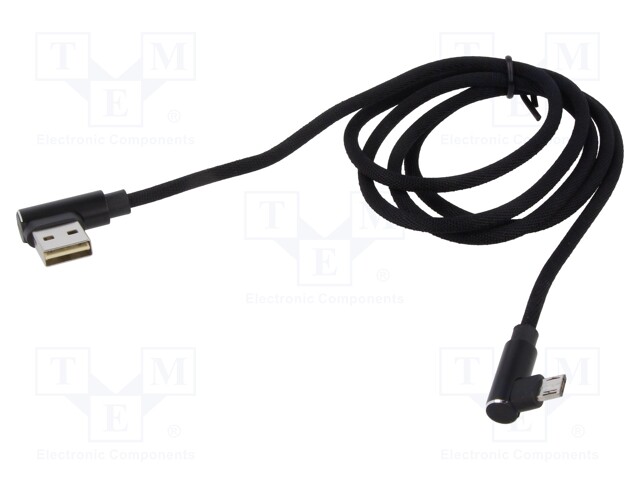 Cable; USB 2.0; 1m; black; 480Mbps; textile; Standard: Quick Charge