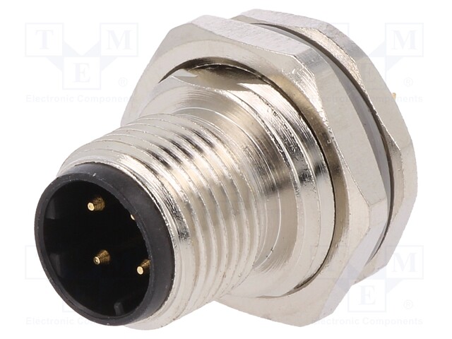 Socket; M12; PIN: 4; male; D code-Ethernet; soldering; IP67; 250V; 4A