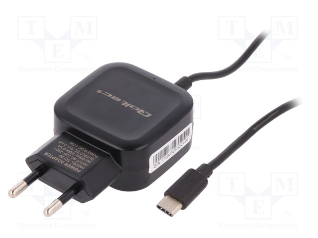 Power supply: switched-mode; 5VDC; 3.4A; Out: USB,USB C; 17W