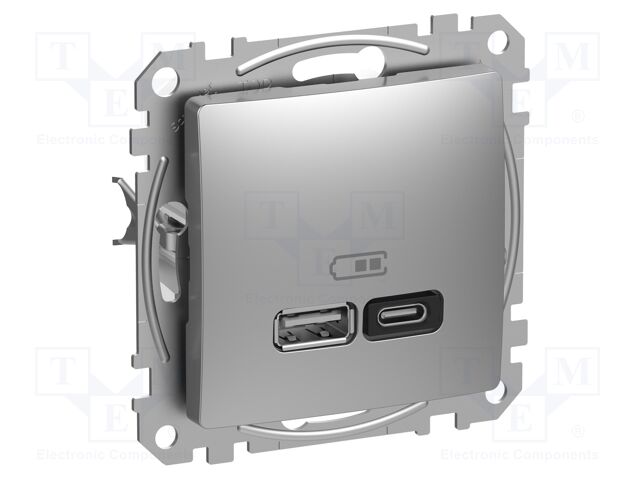 USB power socket; 220/240VAC; IP20; aluminium; Sedna; 45W