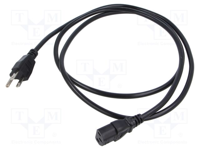 Cable; 3x0.75mm2; IEC C13 female,NEMA 5-15 (B) plug; PVC; 1.8m