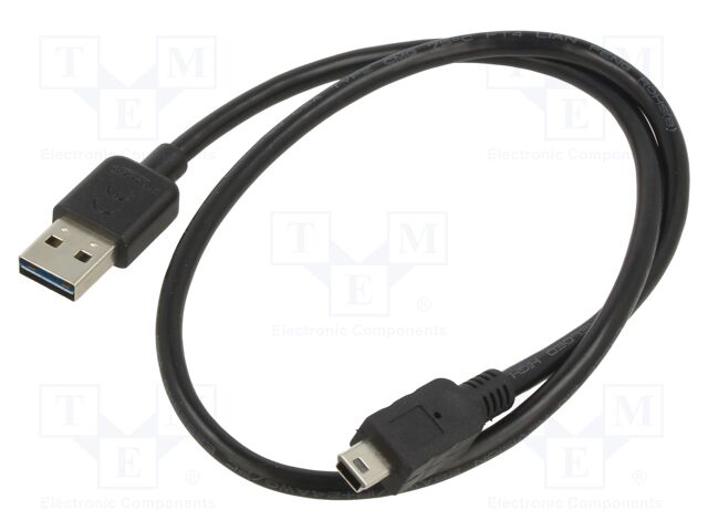 Cable; USB 2.0; USB A plug double sided,USB B mini plug; 0.5m