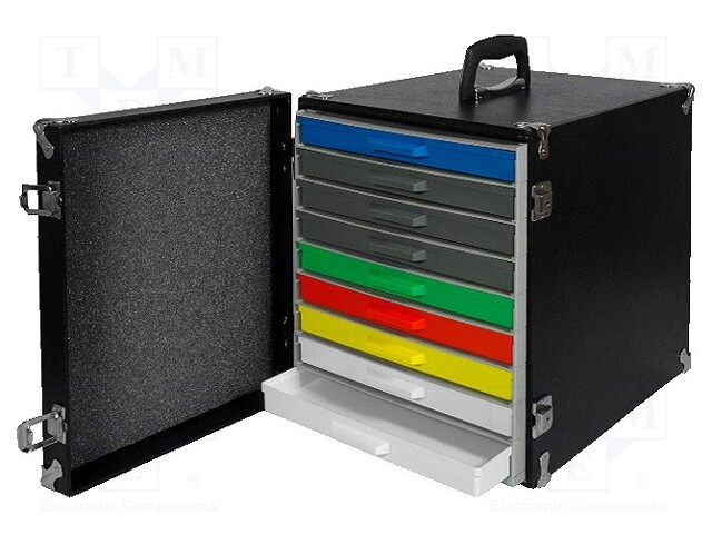 Portable set with drawers; Drawers no.in module: 9; black