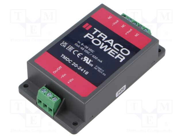 Converter: DC/DC; 20W; Uin: 9÷36V; Uout: 48VDC; Iout: 420mA; 107g