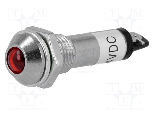 Indicator: LED; prominent; 24VDC; Cutout: Ø8.2mm; IP40; metal